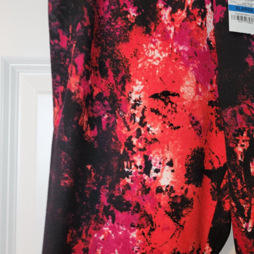 Material Girl NWT Red/Pink/Black Abstract Leggings XL - Picture 4 of 6